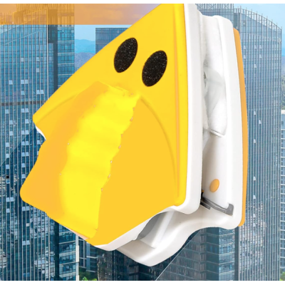 Stergator magnetic geamuri ABS / Bumbac 16 x 13.5 cm Galben / Alb