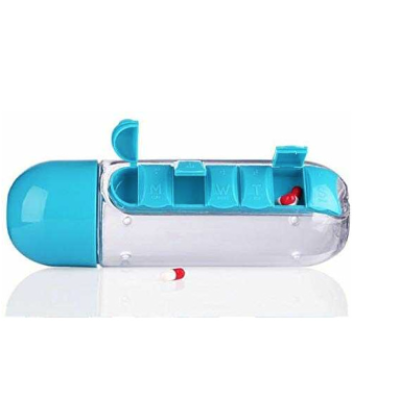 Sticla de apa cu organizator de pastile 600 ml