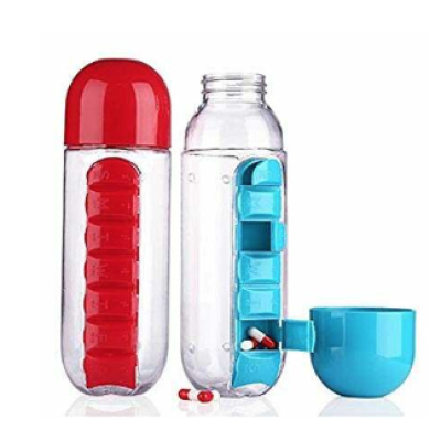 Sticla de apa cu organizator de pastile 600 ml