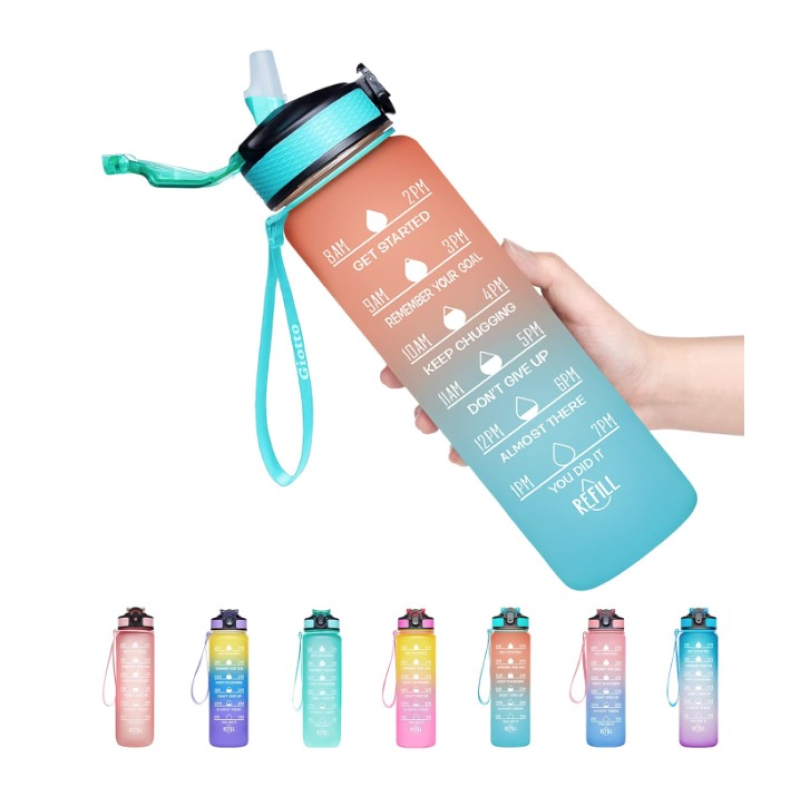 Sticla de apa potabila fitness Colorata 32Oz cu Marcator de timp