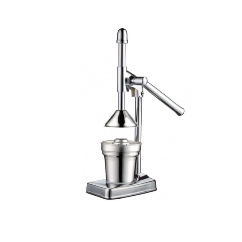 Storcator manual pentru fructe tip presa din inox cu recipient si strecuratoare inclusa argintiu