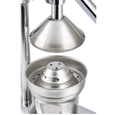 UB Storcator manual pentru fructe tip presa din inox cu recipient si strecuratoare inclusa argintiu