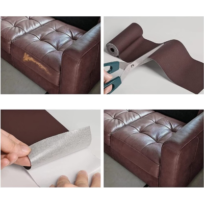 Sul autoadeziv din piele ecologica (imitatie piele) 0.75 x 2.5m Wenghe (Maro inchis) cu textura