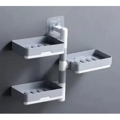 Suport baie pentru sapun cu 3 rafturi fixare prin lipire