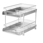 Suport cu 2 rafturi retractabile 2 nivele si 6 compartimente de depozitare