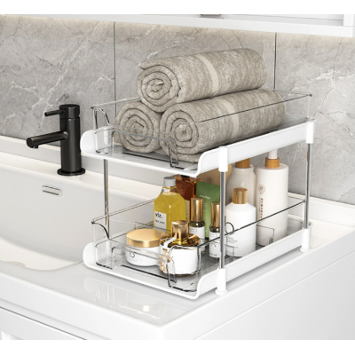 Suport cu 2 rafturi retractabile 2 nivele si 6 compartimente de depozitare