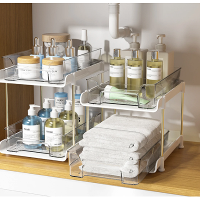 Suport cu 2 rafturi retractabile 2 nivele si 6 compartimente de depozitare