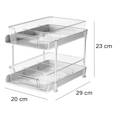 Suport cu 2 rafturi retractabile 2 nivele si 6 compartimente de depozitare