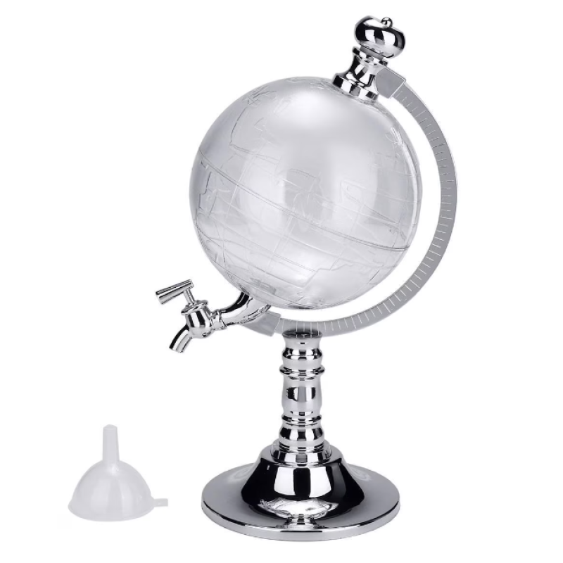 Suport cu dozator sub forma de glob pentru bauturi si lichide design practic capacitate 1.5L