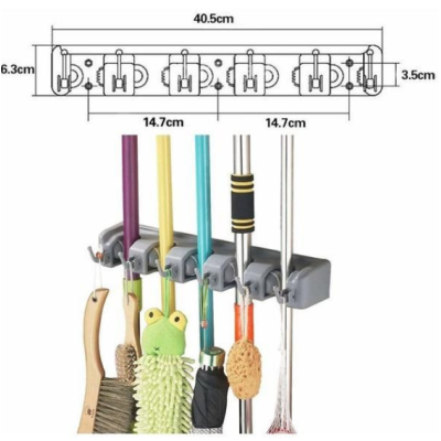 Suport de Perete pentru Maturi si Mopuri cu 6 Carlige Broom Holder