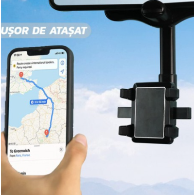 Suport de telefon auto Q ZJ008 prindere pe oglinda retrovizoare brate ajustabile rotativ