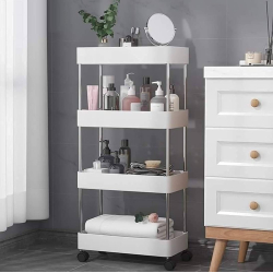 Suport depozitare cu 4 rafturi tip carucior modular pentru baie sau bucatarie