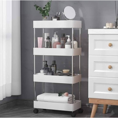 Suport depozitare cu 4 rafturi tip carucior modular pentru baie sau bucatarie