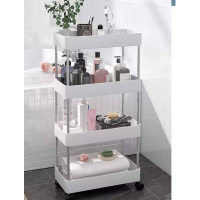 Suport depozitare cu 4 rafturi tip carucior modular pentru baie sau bucatarie