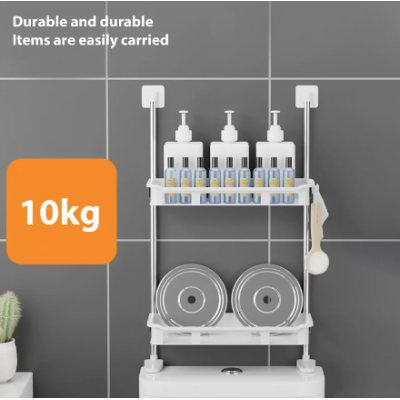 Suport depozitare multifunctional deasupra vasului wc cu doua rafturi Alb