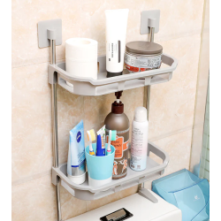Suport depozitare multifunctional deasupra vasului wc cu doua rafturi Alb
