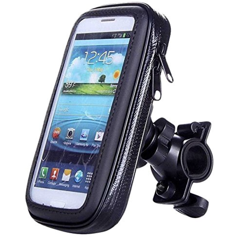 Suport husa telefon mobil LX 01 pentru bicicleta si motocicleta rezistent apa si socuri touchscreen rotativ negru