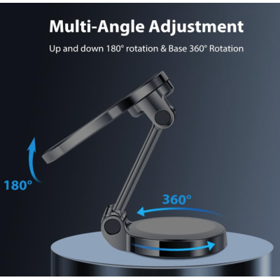 Suport magnetic auto rotativ la 360 grade cu baza rotunda pliabil 