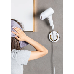 Suport pentru uscator de par cu unghi reglabil cu rotatie de 360 de grade Alb