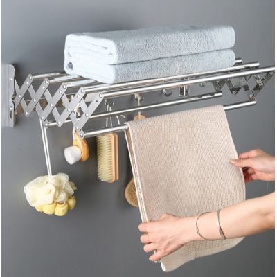 Suport pliabil pentru prosoape inox 7 bare 5 carlige