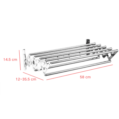 Suport pliabil pentru prosoape inox 7 bare 5 carlige