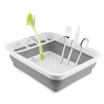 Suport pliabil pentru vase cu scurgator din silicon ALB/GRI