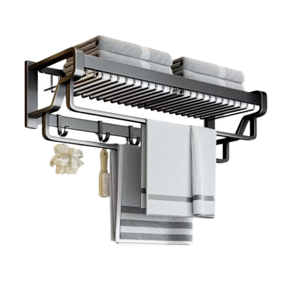 Suport prosoape baie aluminiu spatial lungime 45 cm Negru