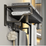 Suport prosoape baie aluminiu spatial lungime 45 cm Negru