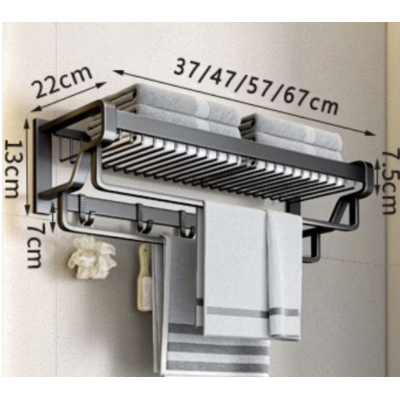 Suport prosoape baie aluminiu spatial lungime 45 cm Negru