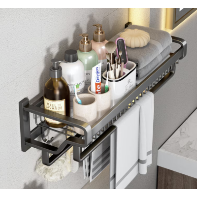 Suport prosoape baie aluminiu spatial lungime 45 cm Negru