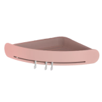 Suport/raft autoadeziv de colt pentru baie cu 3 carlige roz