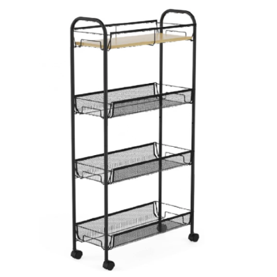 Suport slim metalic cu 4 nivele 1 polita din MDF rotativ 360 grade