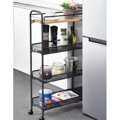 Suport slim metalic cu 4 nivele 1 polita din MDF rotativ 360 grade