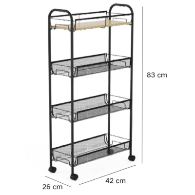 Suport slim metalic cu 4 nivele 1 polita din MDF rotativ 360 grade
