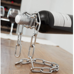 Suport sticla de vin in forma de lant ARGINTIU