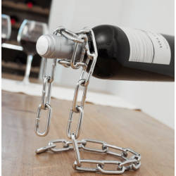 Suport sticla de vin in forma de lant ARGINTIU