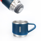 Termos 500 ml + 2 cesti otel inoxidabil albastru