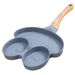 Tigaie Gri cu 3 compartimente maner de lemn 