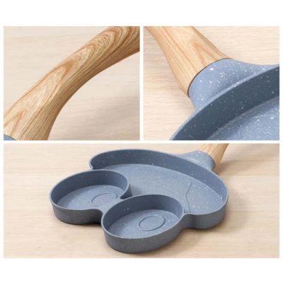 Tigaie Gri cu 3 compartimente maner de lemn