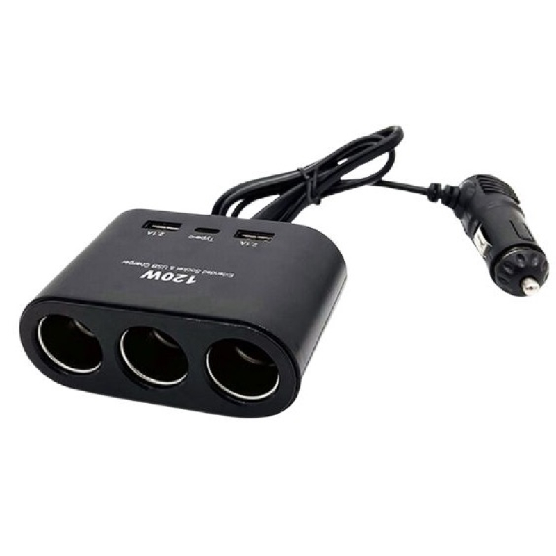 Triplu Bricheta Auto cu Fir OLESSON 1653 si 2 x USB 1 x USB C