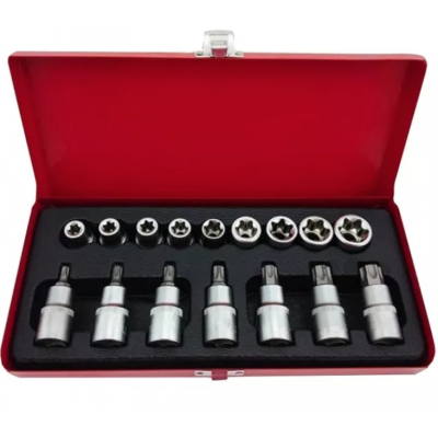 Trusa 16 piese 1/2 chei tubulare torx si capete biti torx