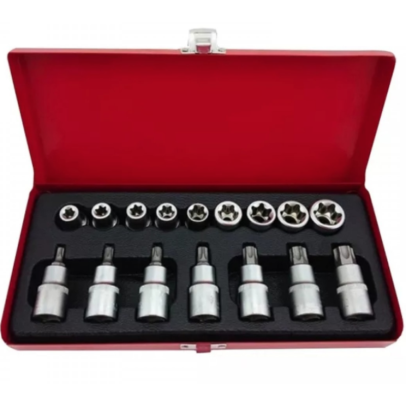 Trusa 16 piese 1/2 chei tubulare torx si capete biti torx
