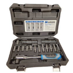 Trusa 34 piese biti clichet cu prindere dubla 1/4 biti si 3/8 tubulare