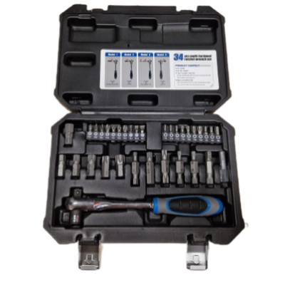 Trusa 34 piese biti clichet cu prindere dubla 1/4 biti si 3/8 tubulare
