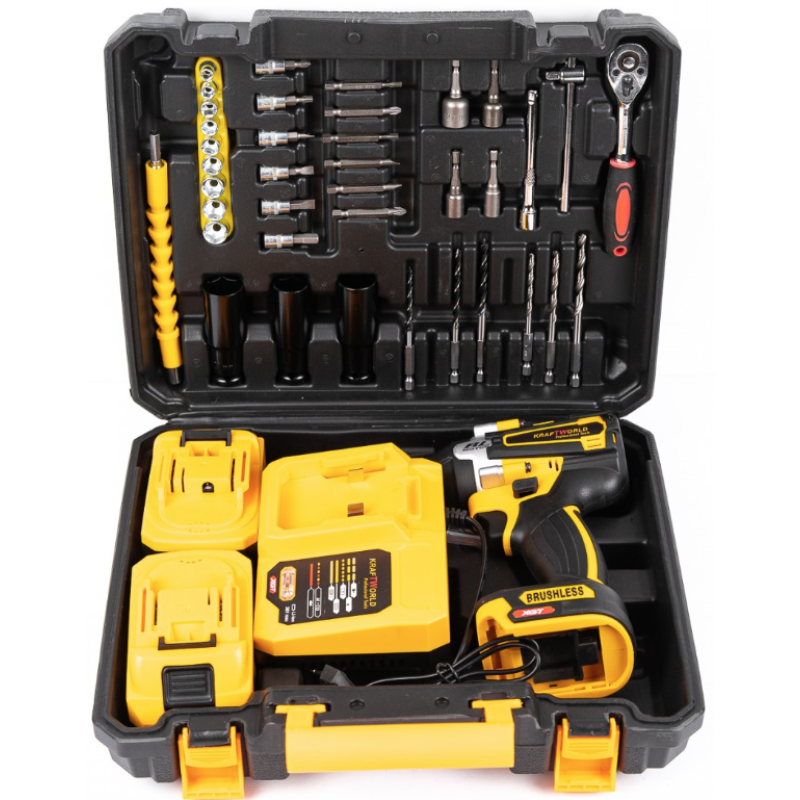 Trusa autofiletanta de impact 2 acumulatori 36V 8Ah 38 accesorii GALBENA