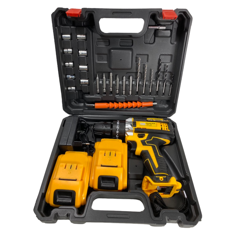 Trusa Bormasina cu percutie 2 acumulatori 36V 5Ah cu 26 accesorii