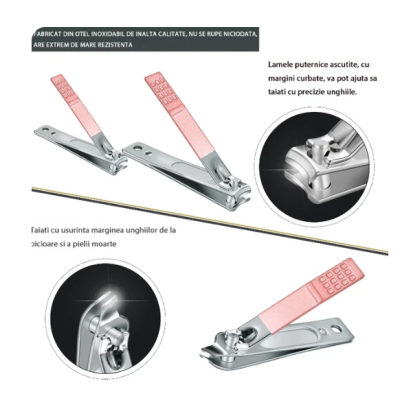 Trusa completa Mani Pedi de 18 piese din OTEL Inoxidabil si Accesorii Pentru Ingrijire Faciala