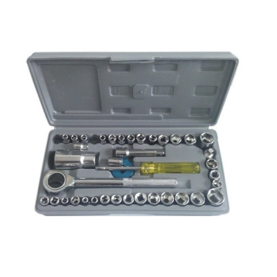 Trusa de chei tubulare 40 de piese sistem metric si SAE cutie gri