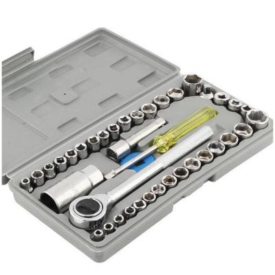 Trusa de chei tubulare 40 de piese sistem metric si SAE cutie gri