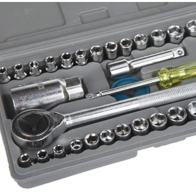 Trusa de chei tubulare 40 de piese sistem metric si SAE cutie gri